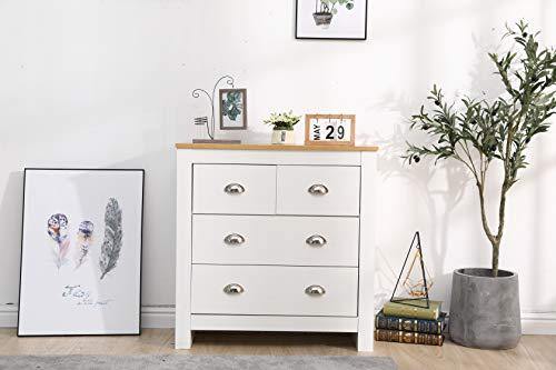 CFDZ 2+2 Drawer Chest Bedroom Storage Cabinet Unit White and Oak - We Love Our Beds