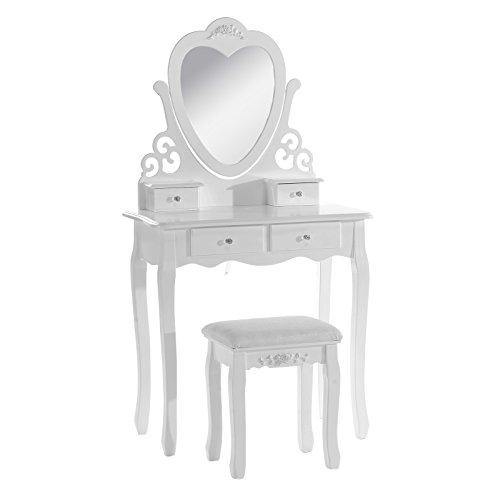 Woltu White Dressing Table with Chair and Mirror, Bedroom Furniture for Girls - We Love Our Beds