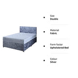 4FT6 Double Silver Crushed Velvet Divan Bed Set Including Deep Quilt Mattress And Headboard In2Bed LTD