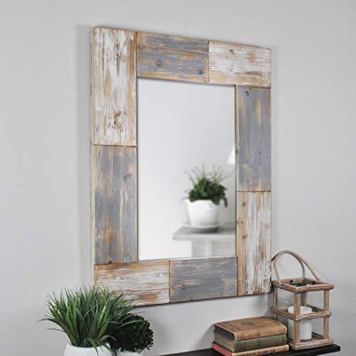FirsTime & Co. Mason Planks Wall Mirror, Aged White & Grey Wood - We Love Our Beds
