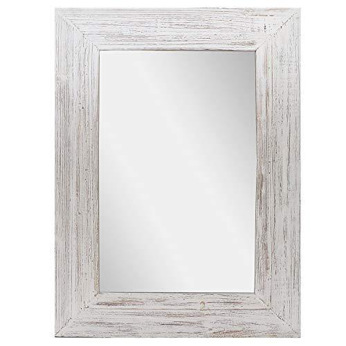 Barnyard Designs Decorative Whitewashed Wood Frame Wall Mirror - We Love Our Beds