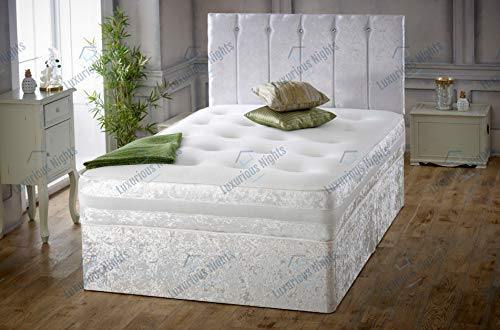 Luxurious Nights White Crushed Velvet Divan Bed With Matching Border - We Love Our Beds