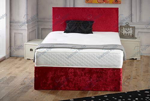 Luxurious Nights Red Crushed Velvet Divan Bed and Free 20