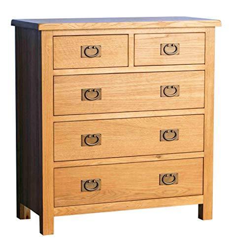 Roseland Furniture Oak 2 over 3 Chest of Drawers Traditional Rustic - We Love Our Beds