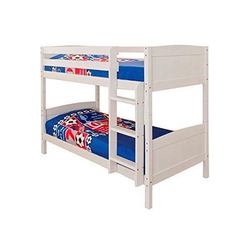 Comfy Living 3ft Single Bunk Bed White Wash Finish Solid Pine Wood - We Love Our Beds