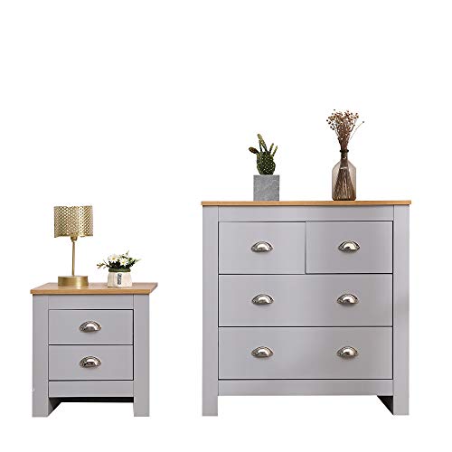 DONEWELL Bedroom Furniture Bedside Table and Chest of Drawers