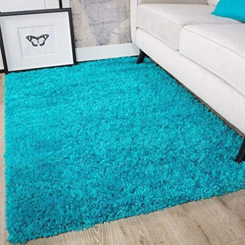 The Rug House Ontario Teal Blue Soft Warm Thick Shaggy Shag Fluffy Rug - We Love Our Beds