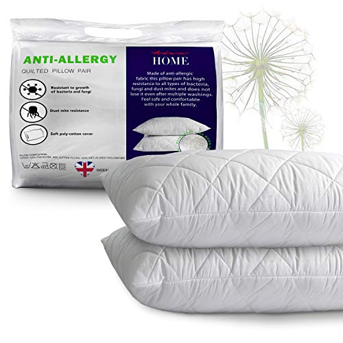 Adam Home Pillows 2 Pack Hotel Quality with Quilted Cover- Premium Filled Pillows for Stomach, Back and Side Sleeper Pillow, Down Alternative Bed Pillow-Soft Hollow-Fiber Hotel Pillows Adam Home