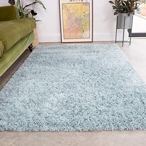 The Rug House Aspen Duck Egg Thick Shaggy Rug in Blue Plush - We Love Our Beds