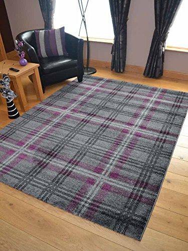 Rugs Supermarket Modern Soft Purple Tartan Highland Check Rugs - We Love Our Beds