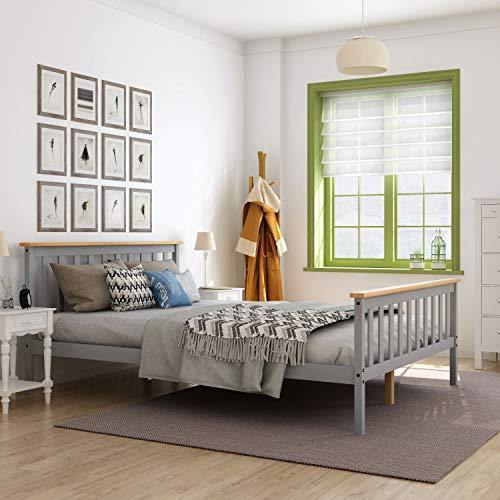 Panana 4ft6 Double Solid Wood Bed Frame Wooden in Grey - We Love Our Beds