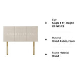 Serenity Headboards Divan Bed Headboard Alton Chenille 20'' Height Padded Paneled Headboard (Ivory, Single 3 FT, Height 20 INCHES) Serenity Headboards