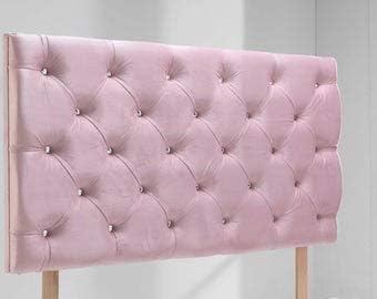 mm08enn Luxury Atn diamonte headboard in soft plush fabric in 30