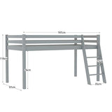Vida Designs Sydney High Sleeper Cabin Bunk Bed With Ladder, Solid Pine Wood Frame, Kids Children, Single 3 Foot, Grey Vida Designs