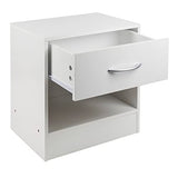 URBNLIVING 1 Drawer Compact Wooden Bedroom Bedside Cabinet Furniture Nightstand Side Table (White) URBNLIVING