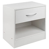 URBNLIVING 1 Drawer Compact Wooden Bedroom Bedside Cabinet Furniture Nightstand Side Table (White) URBNLIVING