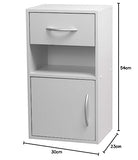 URBNLIVING 1 Door 1 Drawer Wooden Bedroom Bedside Cabinet Shelf Nightstand Side Table Unit (White) URBNLIVING