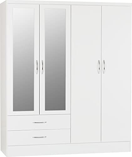 Seconique Nevada 4 Door 2 Drawer Wardrobe in White Gloss Seconique