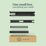 Zinus Caleb Single Bed frame - Bed 90x190 cm - 36cm Height - Metal bed frame with Underbed storage and steel slat support - Foldable bed - Black ZINUS