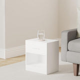 VASAGLE Bedside Tables, Set of 2, Side Table with Drawer, Handle, Open Compartment, End Table, for Bedroom, Living Room, Classic White LET819T14 VASAGLE