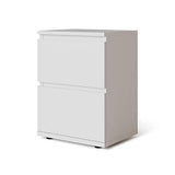 URBNLIVING 2 Drawer Wooden Bedroom Bedside Cabinet No Handle Storage Nightstand Side Table (White Carcass + White Drawers) URBNLIVING