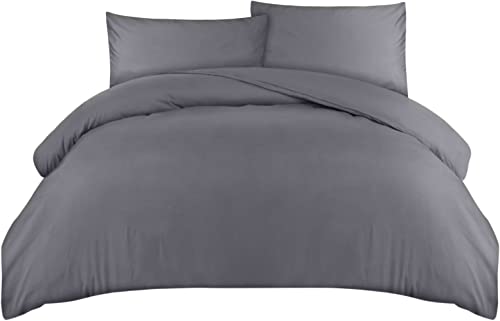 Utopia Bedding Duvet Cover Double - Soft Microfibre Polyester - Bedding Quilt Cover Set, with Pillow cases (Grey) Utopia Bedding