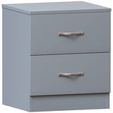 Vida Designs Large Grey Bedside Cabinet, 2 Drawer With Metal Handles & Runners, Unique Anti-Bowing Drawer Support, Riano Bedroom Furniture Vida Designs