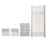 AFN Home Delvito 4 Piece Bedroom Furniture Set - Includes Wardrobe, 5 Drawer Chest, Bedside Cabinet (Grey on White) AFN Home