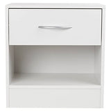 URBNLIVING 1 Drawer Compact Wooden Bedroom Bedside Cabinet Furniture Nightstand Side Table (White) URBNLIVING