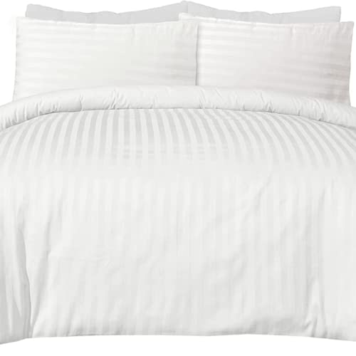 HIGH LIVING Bedding Double Duvet cover set with Pillow cases - Soft Microfibre Polyester Quilt Cover Set (Double White) HIGH LIVING