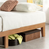 Best Price Mattress Queen Bed Frame, 12" Soild Wood Platform Bed Frame w/CLASSIC Wooden Slat (No Box Spring Needed), Natural, Queen Size Best Price Mattress