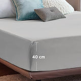 Bedsure King Size Fitted Sheets - Bed Sheets Extra Deep Pocket 16 inch (40 cm) made of Soft Brushed Microfiber for Kingsize Bed, Grey, 150x200cm Bedsure
