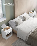 VASAGLE Bedside Tables, Set of 2, Side Table with Drawer, Handle, Open Compartment, End Table, for Bedroom, Living Room, Classic White LET819T14 VASAGLE