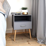 Joolihome Wood Bedside Table Set of 2 Cabinet Storage Nightstands 1 Drawer with Metal Handle, 42 x 42 x 56 cm (Grey, 2) Jooli H