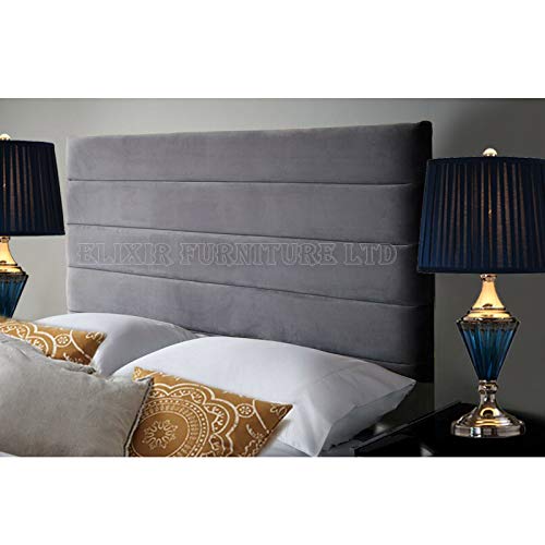 Khul Headboard for Divan Beds Furniture Bedrooms Plush Velvet (Grey, King Size 5 FEET, Height 36 INCHES) Elixir Furniture