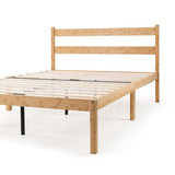 Zinus Ellie Double Bed frame - Bed 135x190 cm -35 cm Height with Underbed storage - Bamboo and Wood Platform Bed frame with Headboard - Brown ZINUS