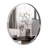 ANDY STAR Round Bathroom Mirror, 24’’ Polished Chrome Round Bathroom Mirrors in Stainless Steel Metal Frame 1" Deep Set Design ANDY STAR