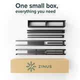 Zinus Justin Double Bed frame - Bed 135x190 cm - 36cm Height - Metal bed frame with Underbed storage and steel slat support - Black ZINUS