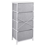 Amazon Basics Fabric 4-Drawer Storage Organiser Unit with Durable Steel Frame and Removable Drawers, White Amazon Basics