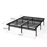 Zinus Justin Double Bed frame - Bed 135x190 cm - 36cm Height - Metal bed frame with Underbed storage and steel slat support - Black ZINUS