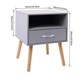 Joolihome Wood Bedside Table Set of 2 Cabinet Storage Nightstands 1 Drawer with Metal Handle, 42 x 42 x 56 cm (Grey, 2) Jooli H