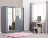 Seconique Nevada Dressing Table Set in Grey Gloss/Light Oak Effect Veneer Seconique