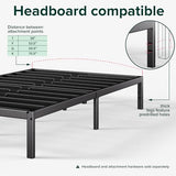 Zinus Elias Single Bed frame - Bed 90 x 190 cm - 36cm Height - Metal Bed frame with underbed storage and steel slat support - Black ZINUS