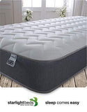 Starlight Beds Essentials Zig Zag Double Mattress with Springs and Memory Foam. 7.5 Inch Budget Mattress. Grey, Soft Firmness (135x190x19cm) Starlight Beds