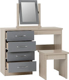 Seconique Nevada Dressing Table Set in Grey Gloss/Light Oak Effect Veneer Seconique