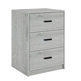 URBNLIVING 3 Drawer Wooden Bedroom Bedside Cabinet (Ash Grey Oak Carcass + Ash Grey Oak Drawers) URBNLIVING