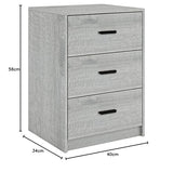 URBNLIVING 3 Drawer Wooden Bedroom Bedside Cabinet (Ash Grey Oak Carcass + Ash Grey Oak Drawers) URBNLIVING