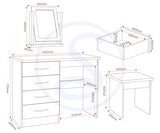 Seconique Nevada Dressing Table Set in Grey Gloss/Light Oak Effect Veneer Seconique