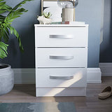 Amazon Brand - Vida Designs High Gloss 3 Drawer Bedside Rectangular Nightstand Cabinet, White, 36 cm D x 40 cm W x 56 cm H Vida Designs