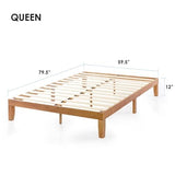 Best Price Mattress Queen Bed Frame, 12" Soild Wood Platform Bed Frame w/CLASSIC Wooden Slat (No Box Spring Needed), Natural, Queen Size Best Price Mattress